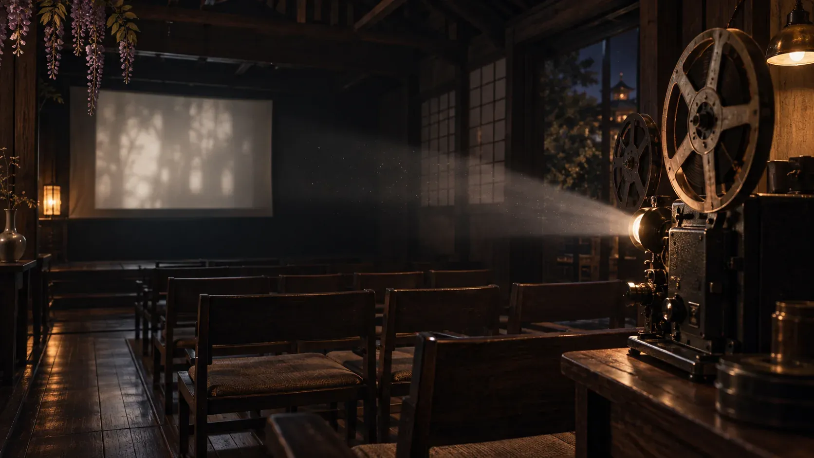 和の空間で楽しむ映画上映のイメージ